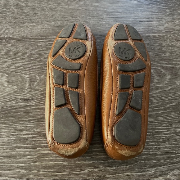 Michael Kors Tan Leather Loafers with Gold Accent - Picture 4 of 5